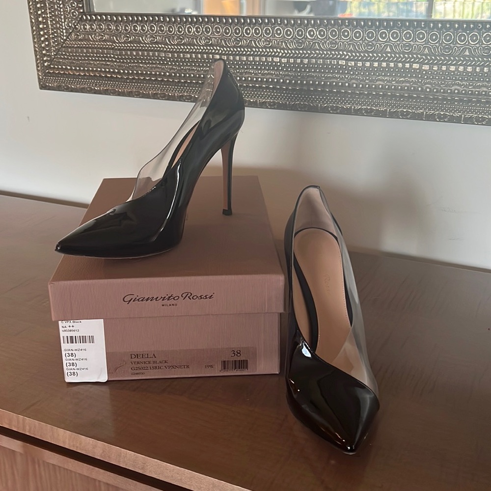 Gianvito Rossi patent black PVC heels